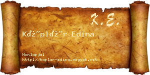 Káplár Edina névjegykártya